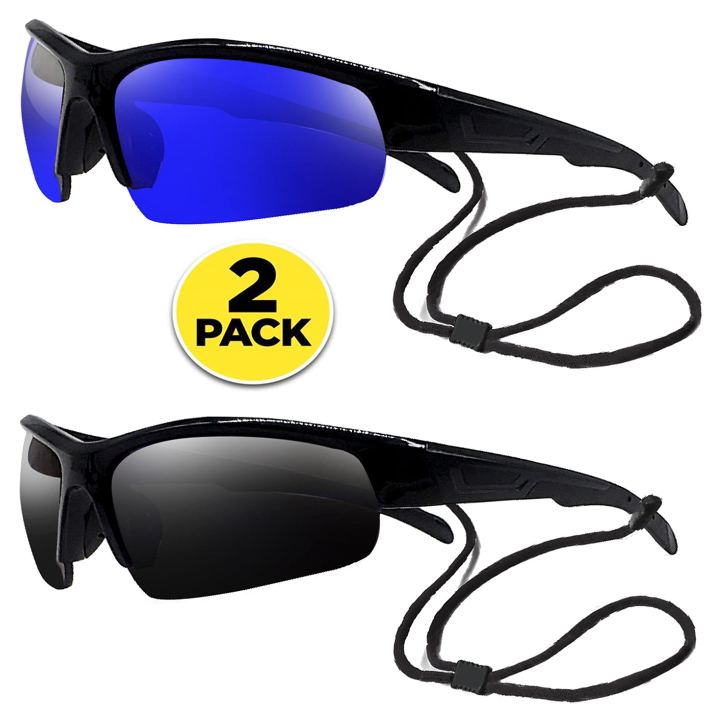 2-Pair Bifocal Sunglasses for Men Women Reading Glasses Sun Reader Blue Mirror Sports Wrap UV400 Fishing Cycling