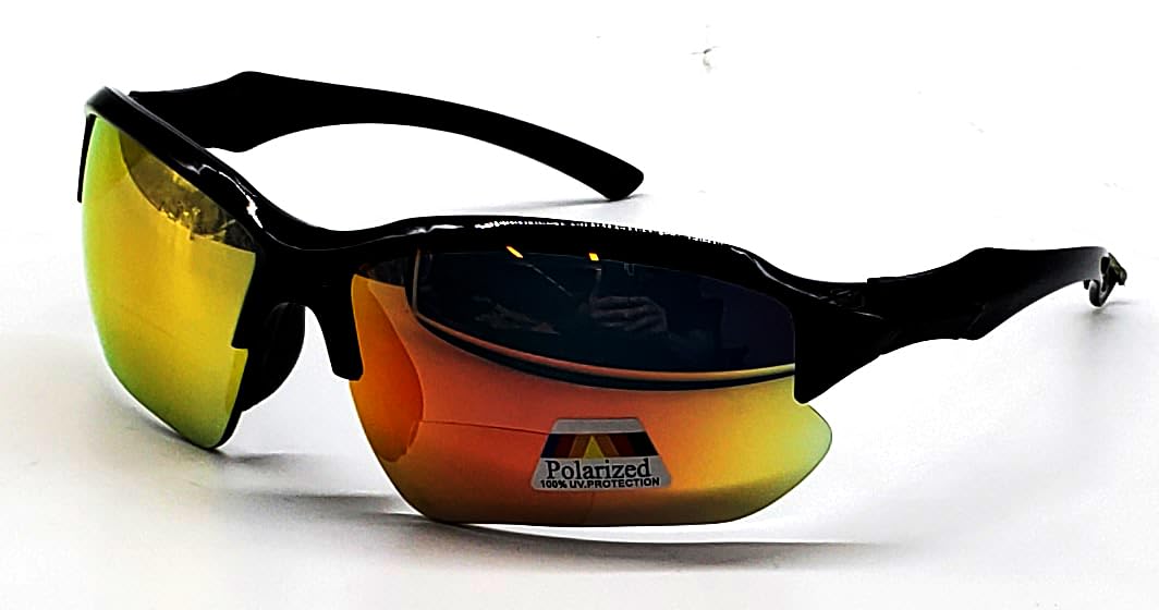 Polarized & Bifocal Sunglasses Reading Glasses for Men and Women Sports Wrap Mirror Fishing Baseball Cycling Red Blue Lenses