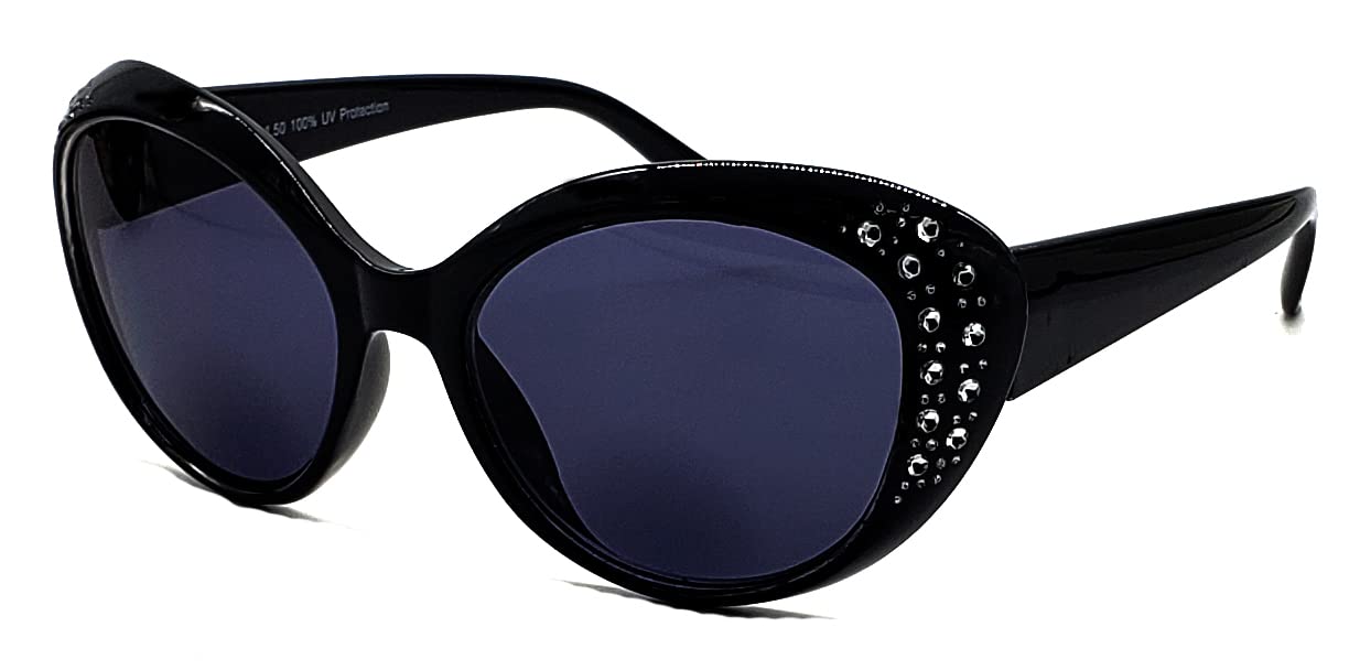 Polarized & Bifocal Readers Sunglasses for Women Rhinestone Cat Eyes Sun Reading Glasses UV100 Vintage Brown Black