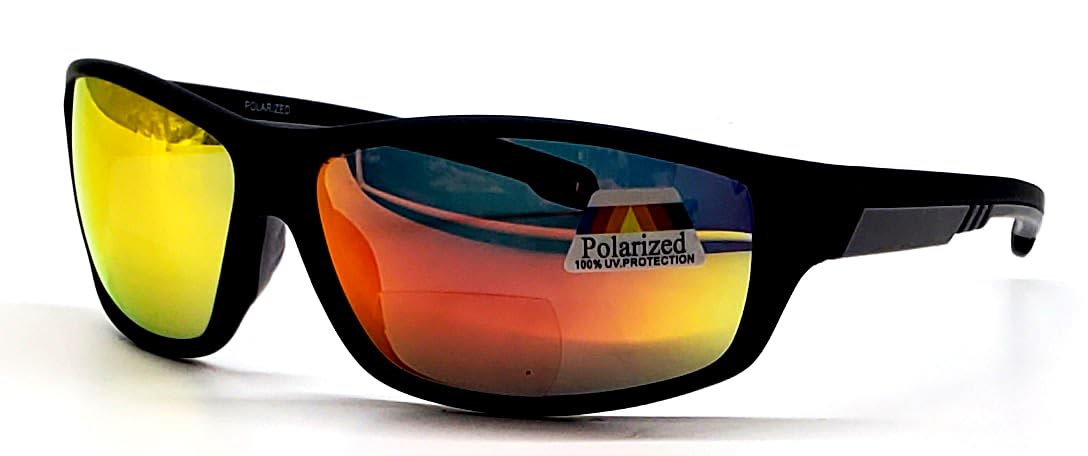 Polarized Bifocal Sunglasses Reading Glasses for Men and Women Sports Wrap Mirror Fishing Driving UV Protection Blue