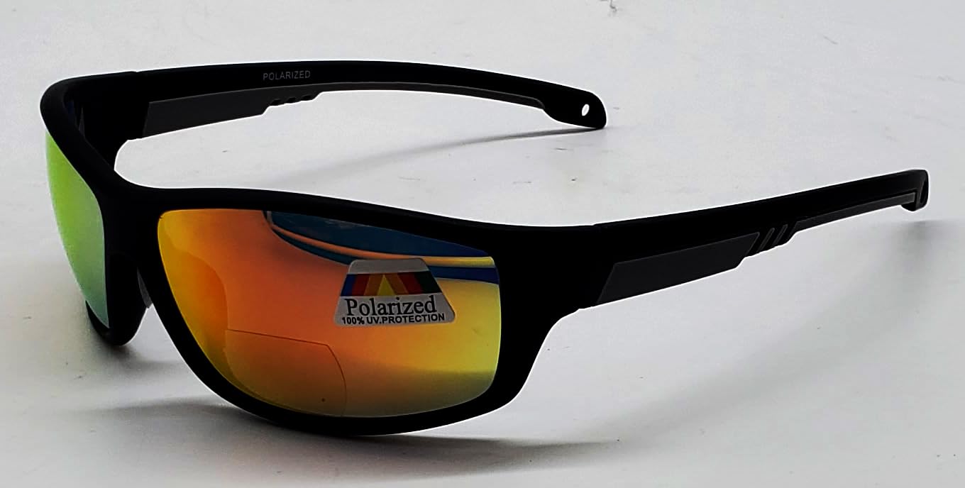 Polarized Bifocal Sunglasses Reading Glasses for Men and Women Sports Wrap Mirror Fishing Driving UV Protection Blue