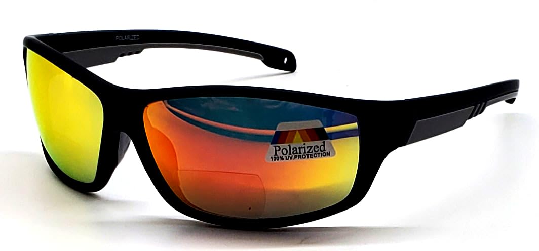 Polarized Bifocal Sunglasses Reading Glasses for Men and Women Sports Wrap Mirror Fishing Driving UV Protection Blue