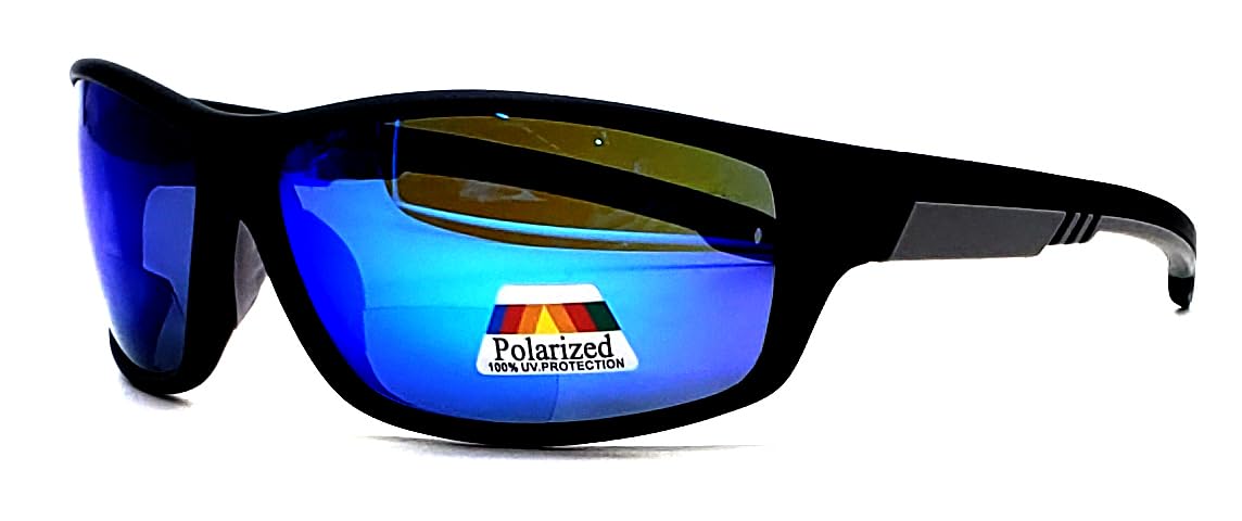 Polarized Bifocal Sunglasses Reading Glasses for Men and Women Sports Wrap Mirror Fishing Driving UV Protection Blue