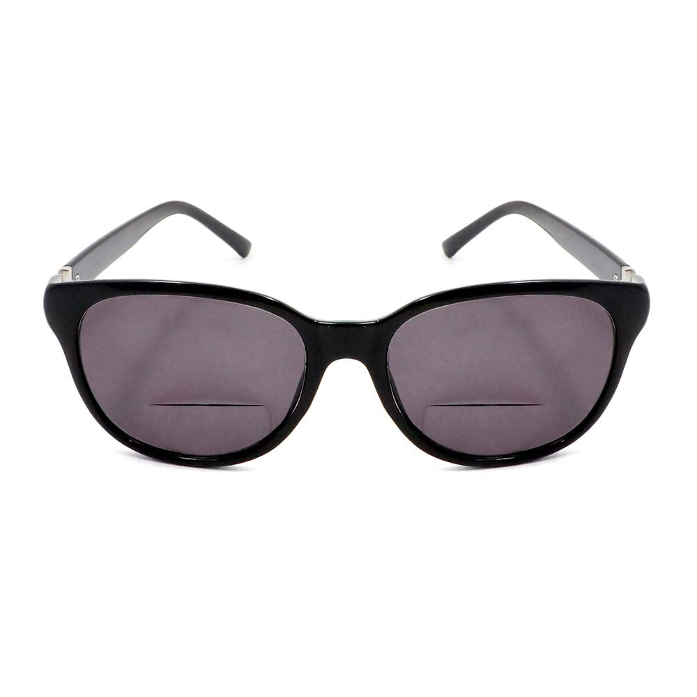2-Pair Bifocal Sunglasses Reading Glasses for Women Fashion Designer Cat eyes (Black & Brown)