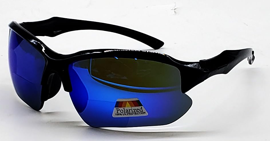 Polarized & Bifocal Sunglasses Reading Glasses for Men and Women Sports Wrap Mirror Fishing Baseball Cycling Red Blue Lenses