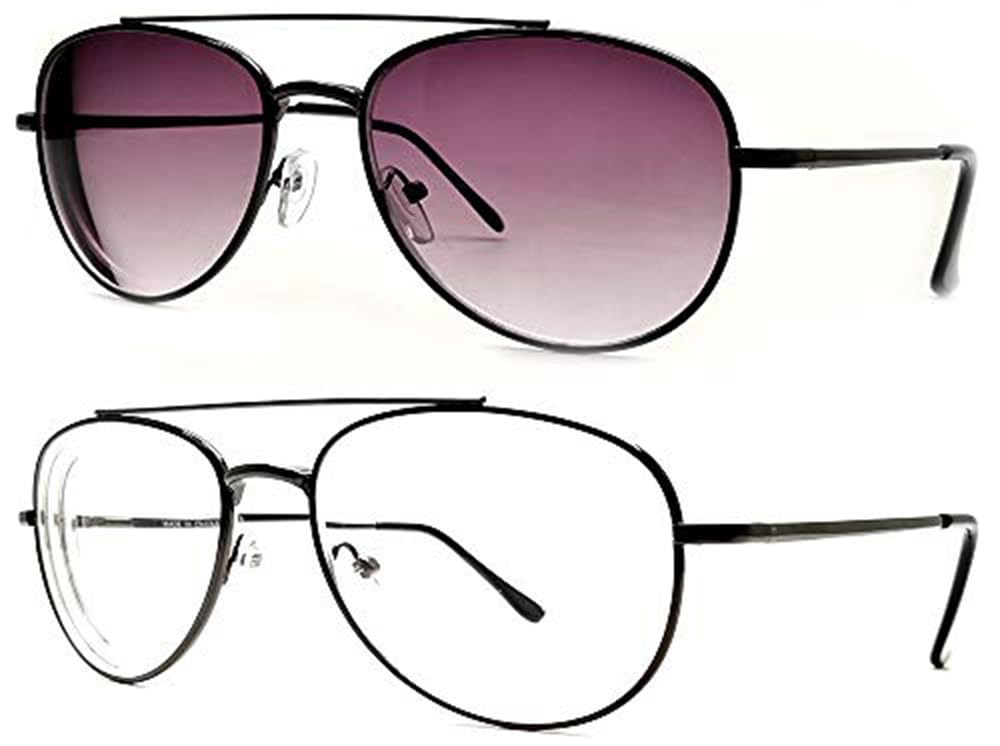 2-Pack Nearsighted Shortsighted Myopia Distance Driving Glasses for Men and Women Aviator Metal Wire Frame