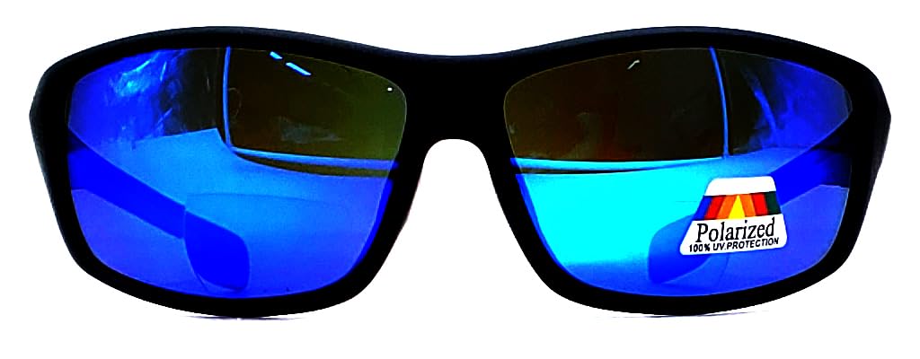 Polarized Bifocal Sunglasses Reading Glasses for Men and Women Sports Wrap Mirror Fishing Driving UV Protection Blue