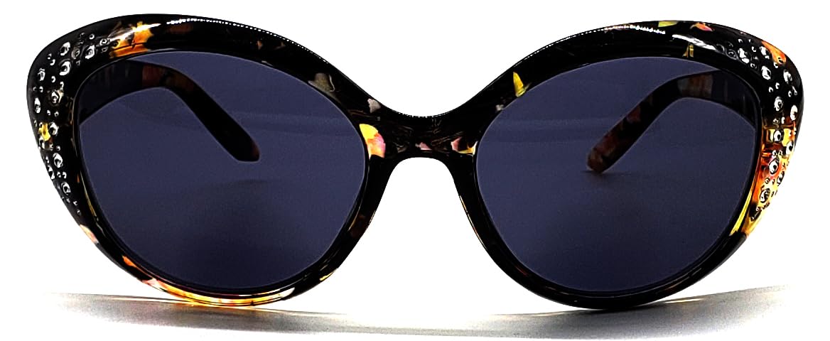 Polarized & Bifocal Readers Sunglasses for Women Rhinestone Cat Eyes Sun Reading Glasses UV100 Vintage Brown Black
