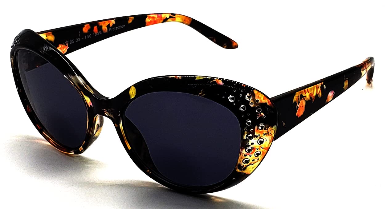 Polarized & Bifocal Readers Sunglasses for Women Rhinestone Cat Eyes Sun Reading Glasses UV100 Vintage Brown Black