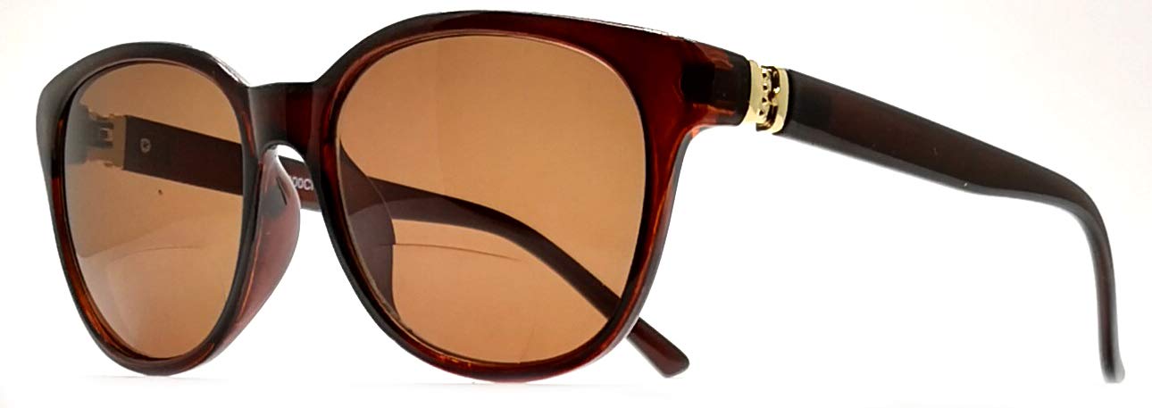 2-Pair Bifocal Sunglasses Reading Glasses for Women Fashion Designer Cat eyes (Black & Brown)