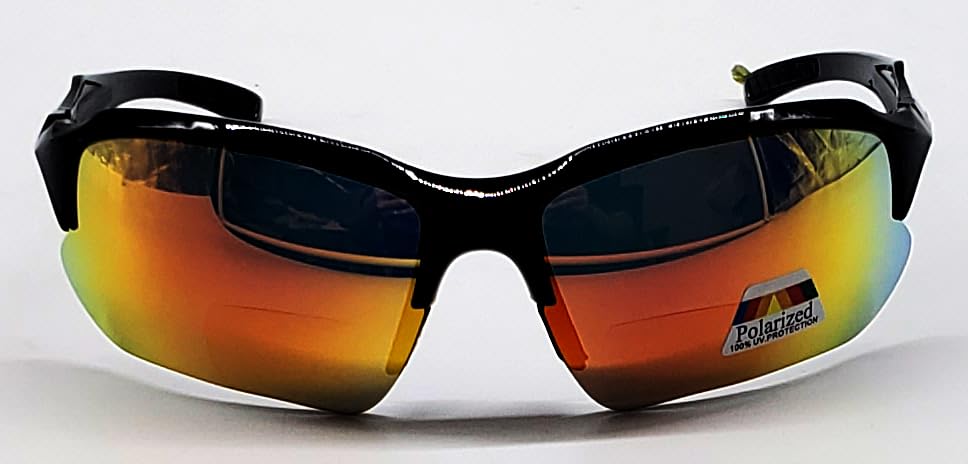 Polarized & Bifocal Sunglasses Reading Glasses for Men and Women Sports Wrap Mirror Fishing Baseball Cycling Red Blue Lenses