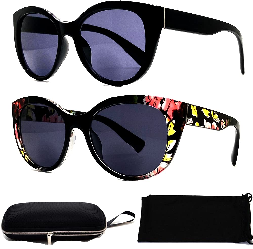 Bifocal Sunglasses Reading Glasses Women Designer Fashion Sun Readers (2-Pair) Vintage Classic Cat Eyes Sun Readers