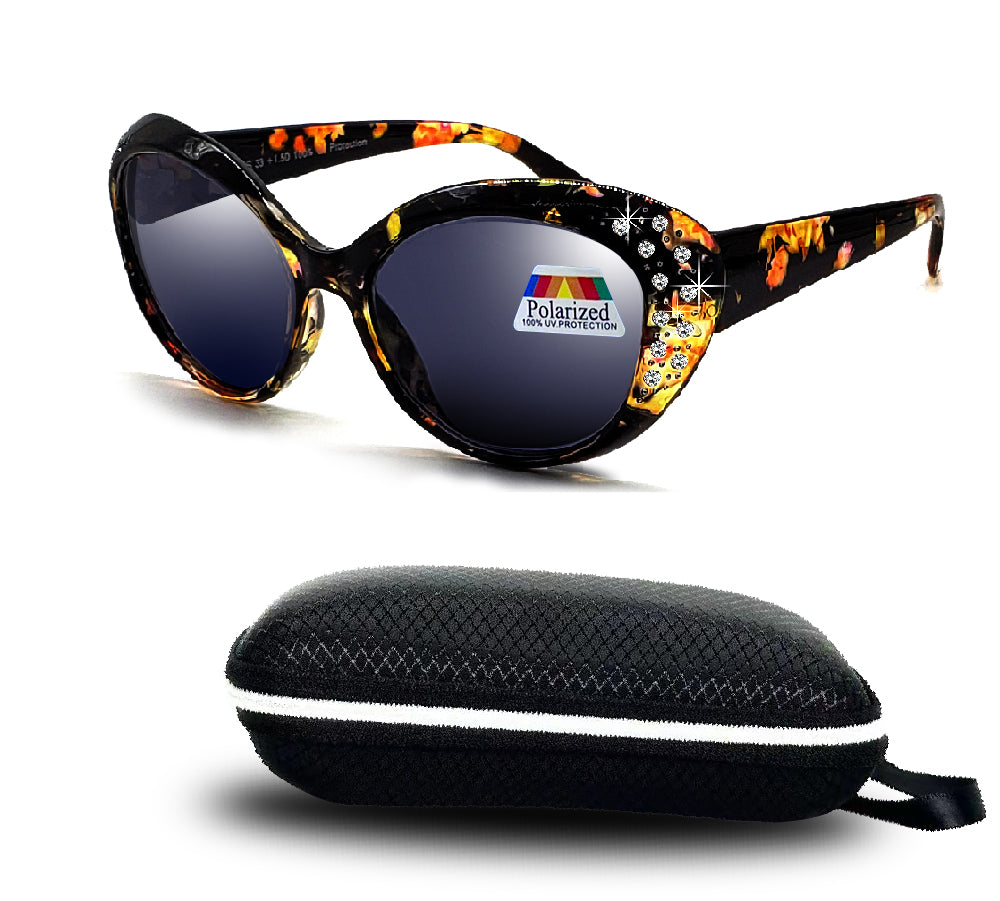 Rhinestones Bifocal Reader Sunglasses for Women (2Pack) Cat eyes Sun reader Glasses UV Protection Vintage 1.50 2.00 2.5 3.0