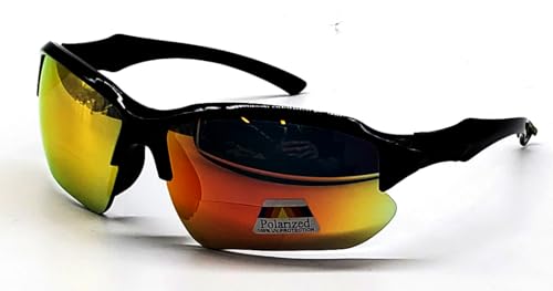 Polarized & Bifocal Sunglasses Reading Glasses for Men and Women Sports Wrap Mirror Fishing Baseball Cycling Red Blue Lenses