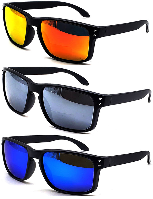 Polarized & Bifocal Reader Sunglasses for Men and Women Wrap Sports Sun Reading Glasses UV Protection Red Lenses
