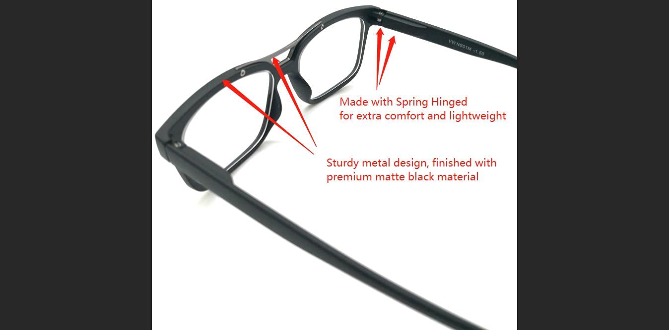 Nearsighted Glasses for Distance Driving Myopia Glasses for Men and Women (2Pairs) Rectangular Square Shape