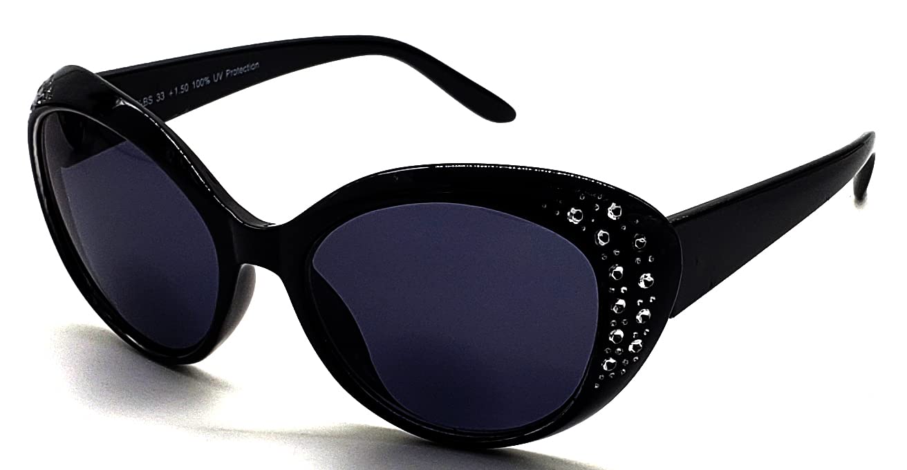 Bifocal Reader Sunglasses for Women (2Pack) Cat eyes Rhinestone Sun reader Glasses UV Protection Vintage 1.50 2.00 2.5 3.0