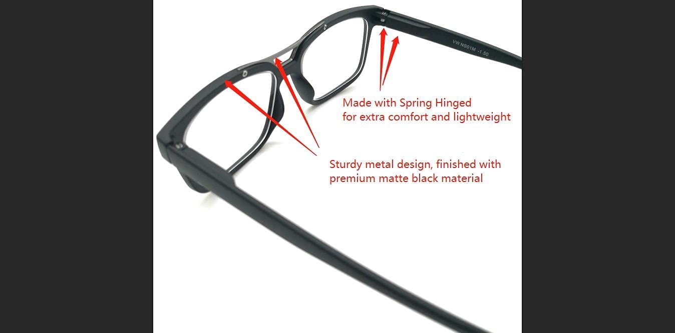 Nearsighted Glasses for Distance Driving Myopia Glasses for Men and Women (2Pairs) Rectangular Square Shape
