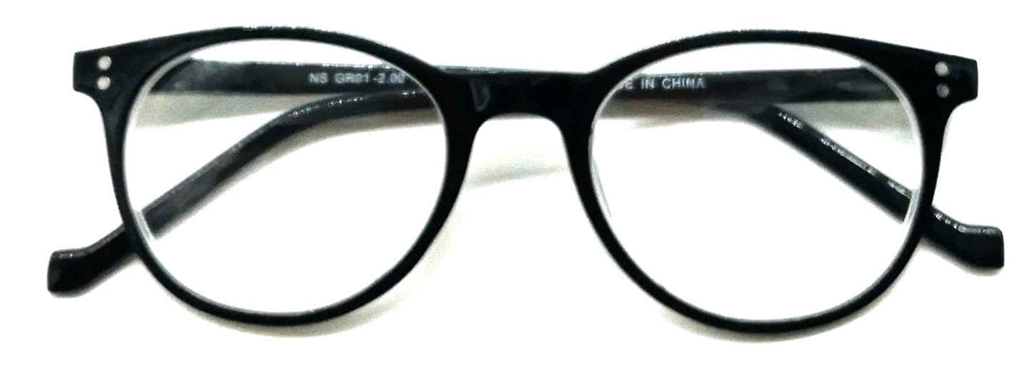 Nearsighted Distance Driving Myopia Glasses Men and Women (2 Pair) Shortsighted, Black Round Oval Circle Shape