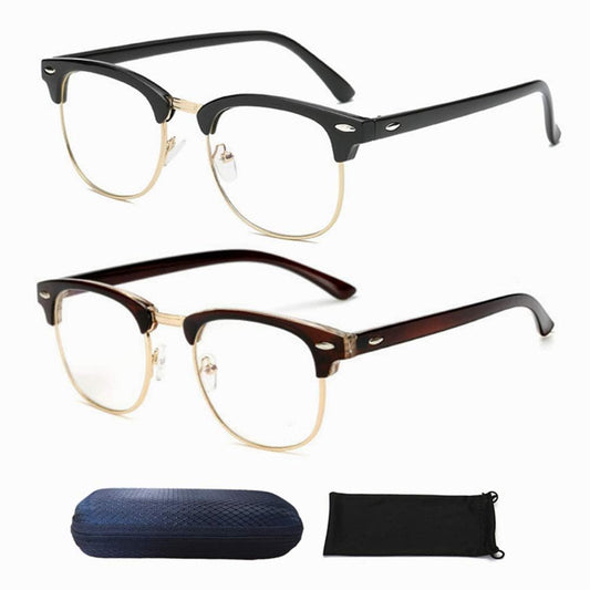 Nearsighted Distance Glasses for Men and Women Driving Shortsighted Metal Classic Myopia 2-Pack