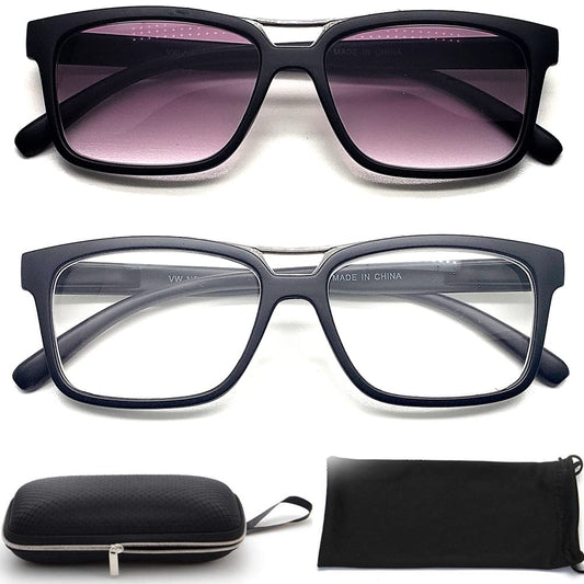 Nearsighted Glasses for Distance Driving Myopia Glasses for Men and Women (2Pairs) Rectangular Square Shape