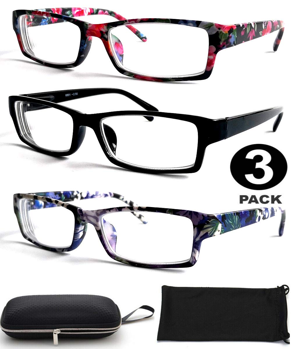 Nearsighted Shortsighted Myopia Driving Distance glasses for Women Flower Cute (3 PACK) 1.0 1.5 2.0 2.5 3.0