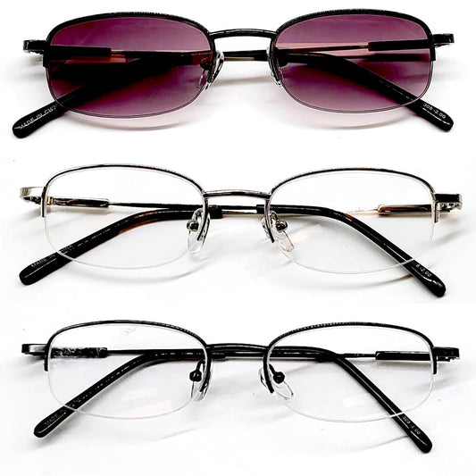 Nearsighted Myopia Distance Glasses for Men and Women Unisex, 3-Pack Eyeglasses Metal Frame