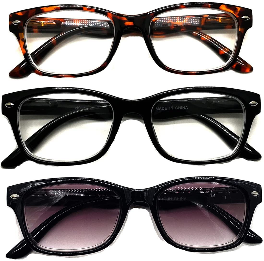 Nearsighted Distance Driving Glasses Eyeglasses for Men and Women Myopia Shortsighted 3-Pack