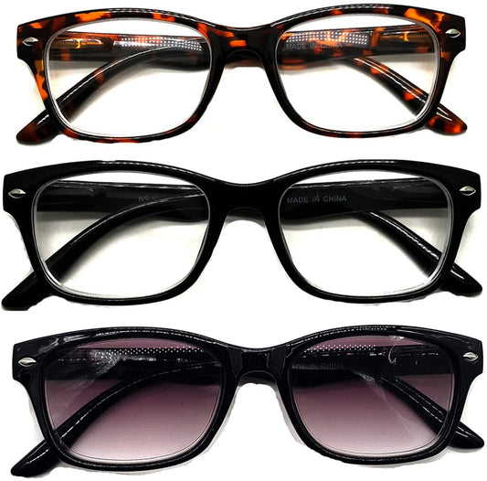 Nearsighted Distance Driving Glasses Eyeglasses for Men and Women Myopia Shortsighted 3-Pack