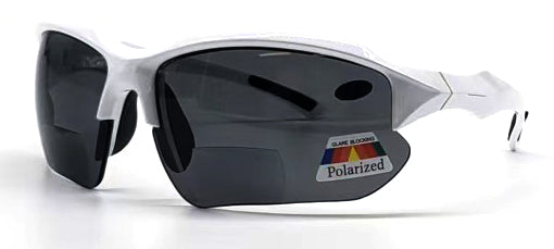 Polarized Bifocal Sunglasses for Men Women Sports Wrap UV100 White Frame