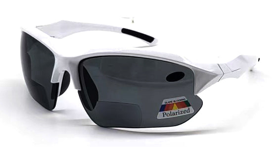 Polarized Bifocal Sunglasses for Men Women Sports Wrap UV100 White Frame