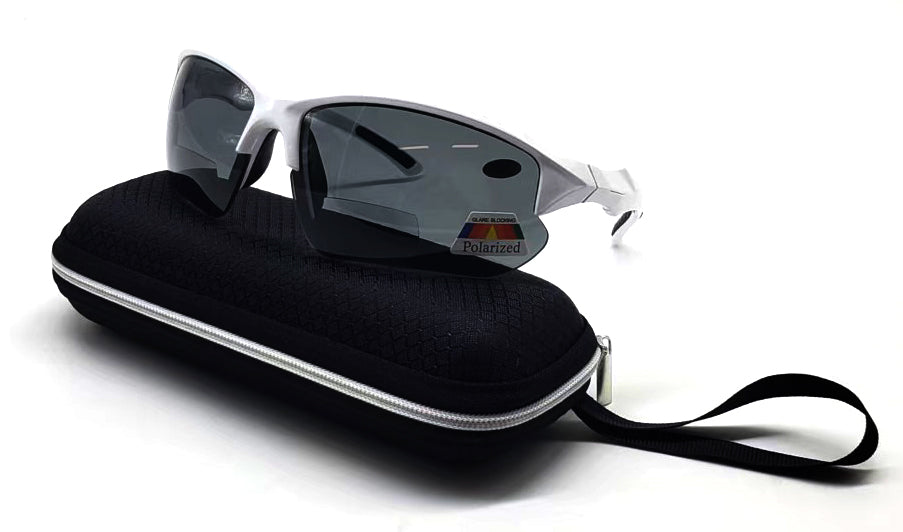 Polarized Bifocal Sunglasses for Men Women Sports Wrap UV100 White Frame