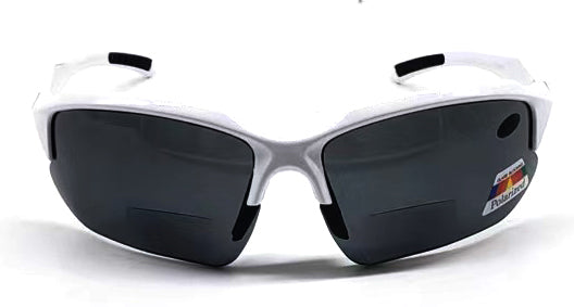 Polarized Bifocal Sunglasses for Men Women Sports Wrap UV100 White Frame